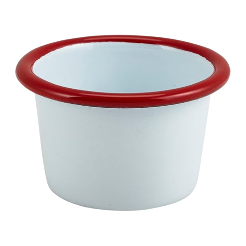 Enamel Ramekin White with Red Rim 7cm Dia 90ml/3.2oz