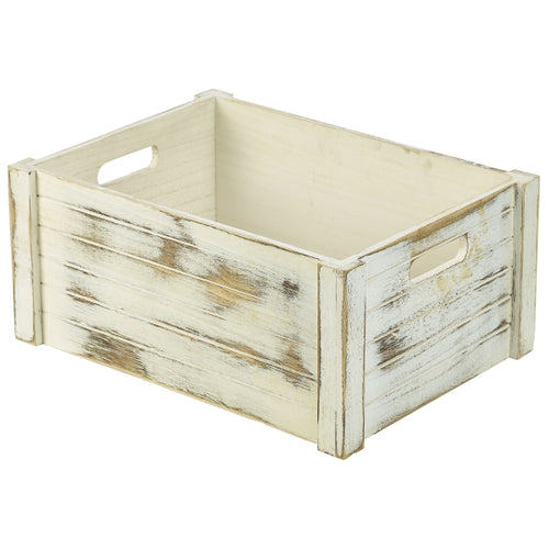 Wooden Crate White Wash Finish 41 x 30 x 18cm