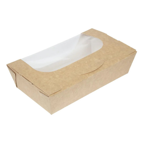 Colpac Recyclable Kraft Tuck-Top Salad Boxes With Window 1000ml / 35oz  (Pack of 200)